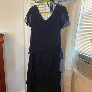 Navy Blue Tiered Formal Dress